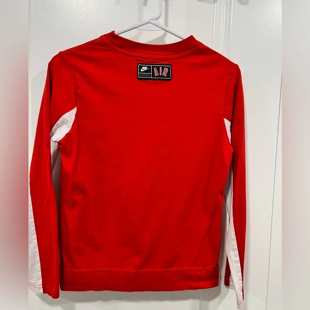 Nike Air Kids Red White Long Sleeve Athletic Shirt Boys Size 8/10 vintage inspo